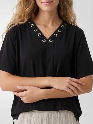 Polera Escote Mujer Negro