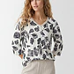 Polera Flor Mujer Manga 3/4 Crudo - Miniatura 1