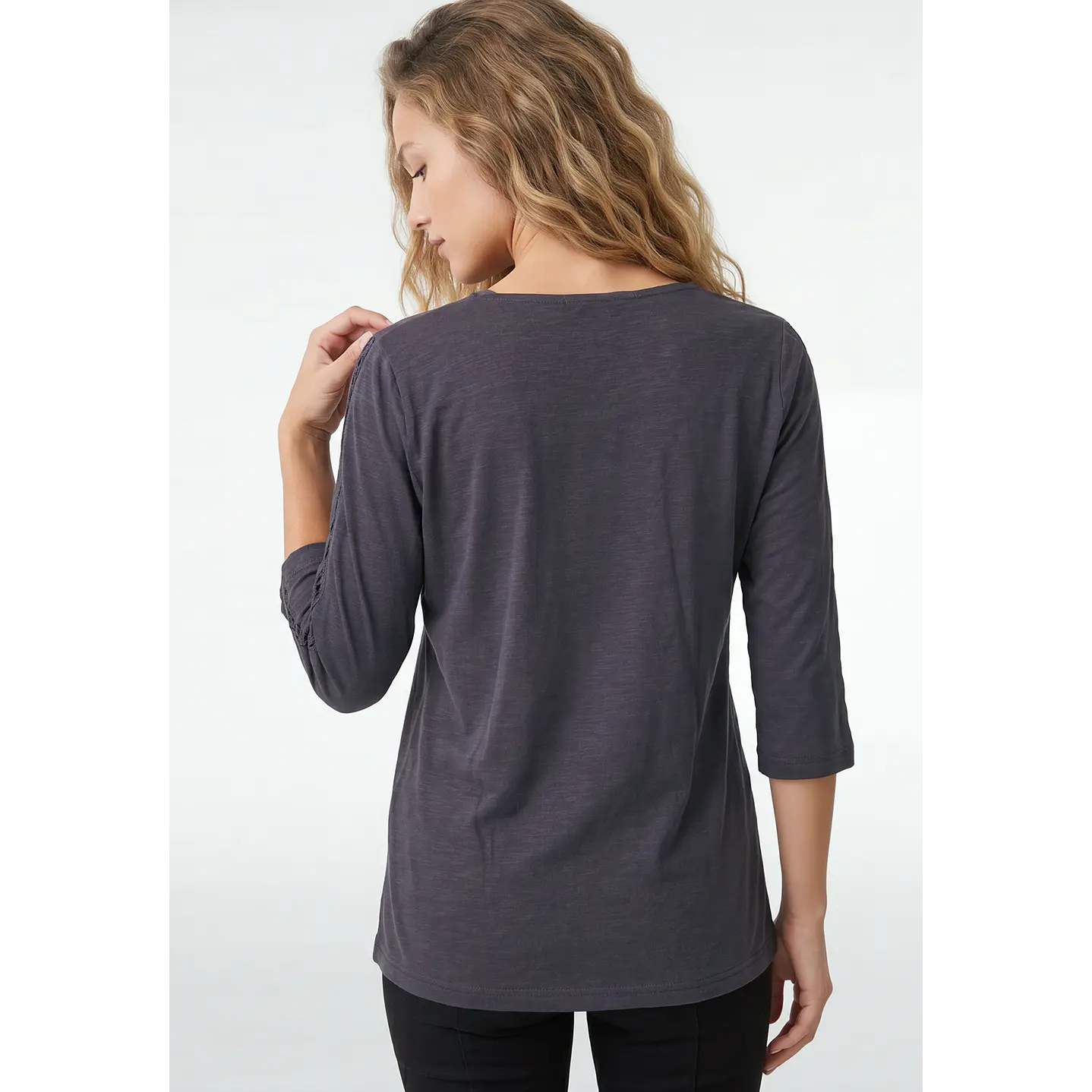 Polera Letras Mujer Manga 3/4 Azul 3