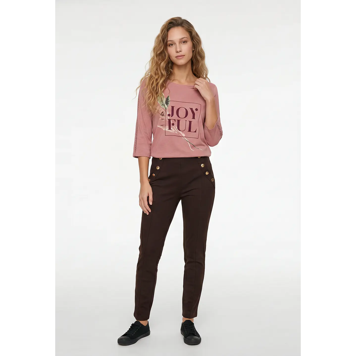 Polera Letras Mujer Manga 3/4 Rosado 4