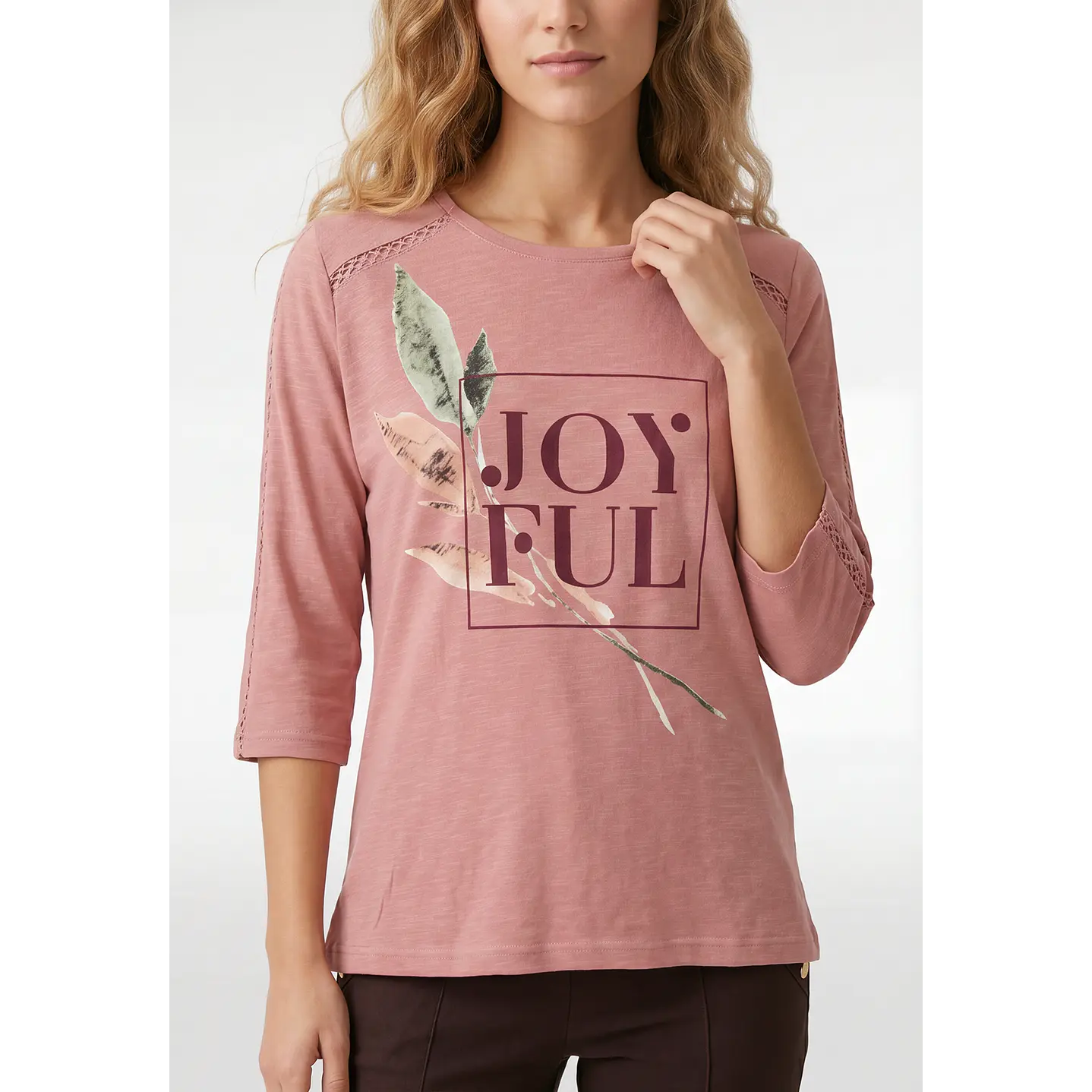 Polera Letras Mujer Manga 3/4 Rosado 2
