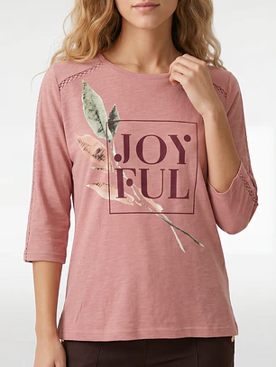 Polera Letras Mujer Manga 3/4 Rosado