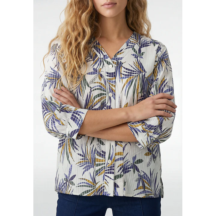 Blusa Hojas Mujer Manga 3/4 Crudo 2