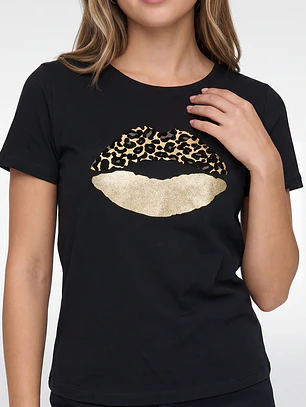 Polera Boca Mujer Negro