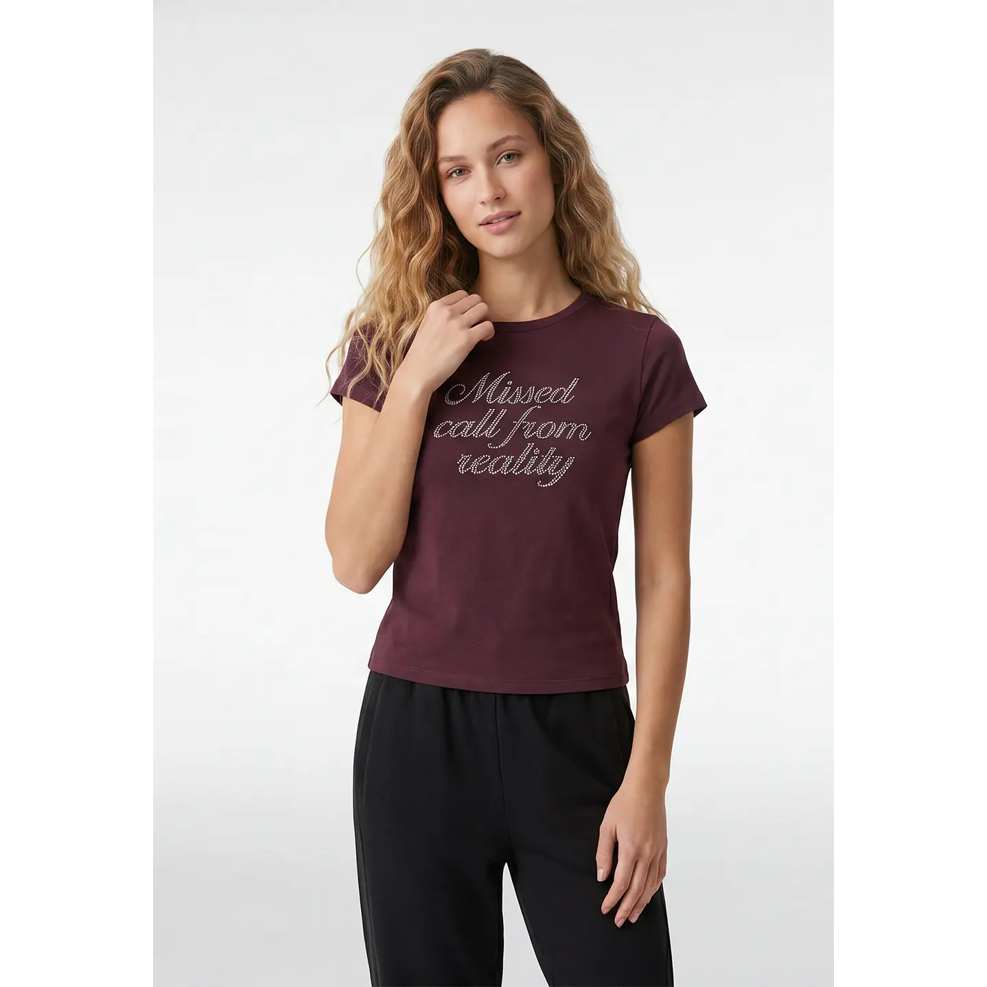 Polera Strass Mujer Burdeo 1