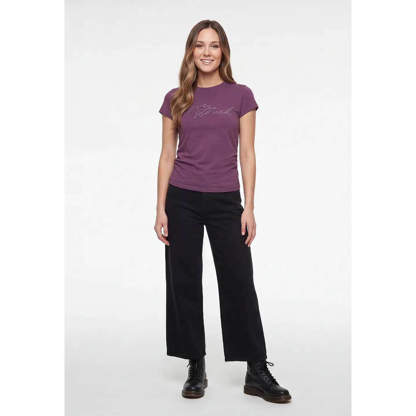 Polera Strass Recogido Lateral Mujer Morado 4