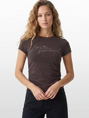Polera Recogido Lateral Mujer Gris