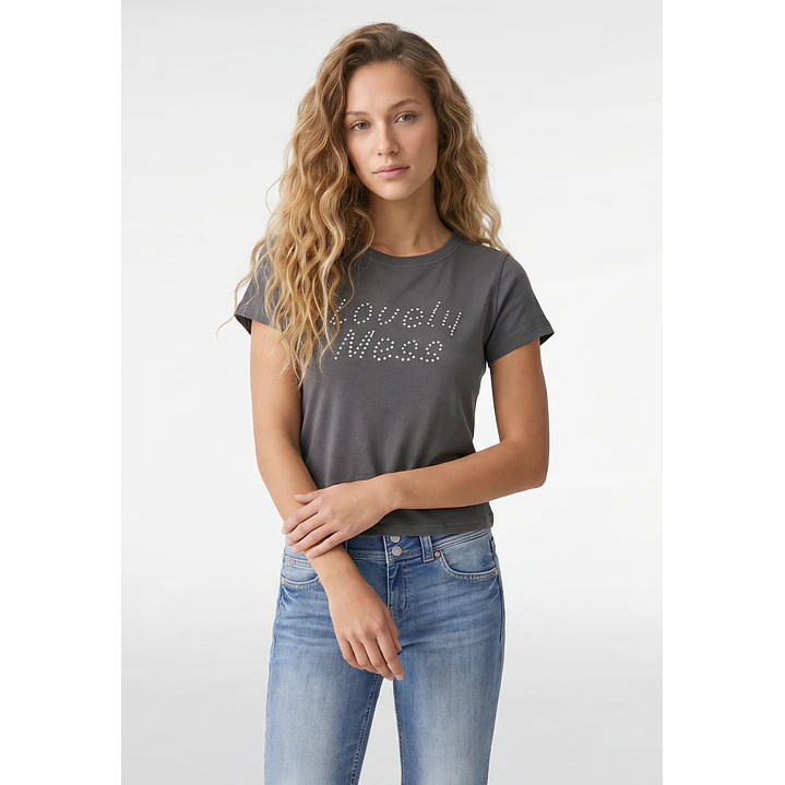 Polera Tachas Mujer Gris 1