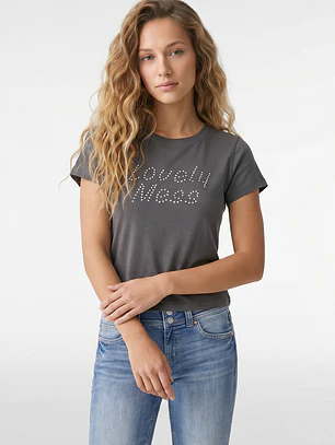 Polera Tachas Mujer Gris