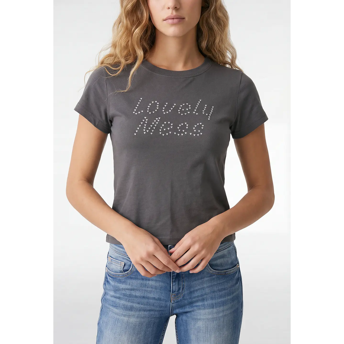 Polera Tachas Mujer Gris 2