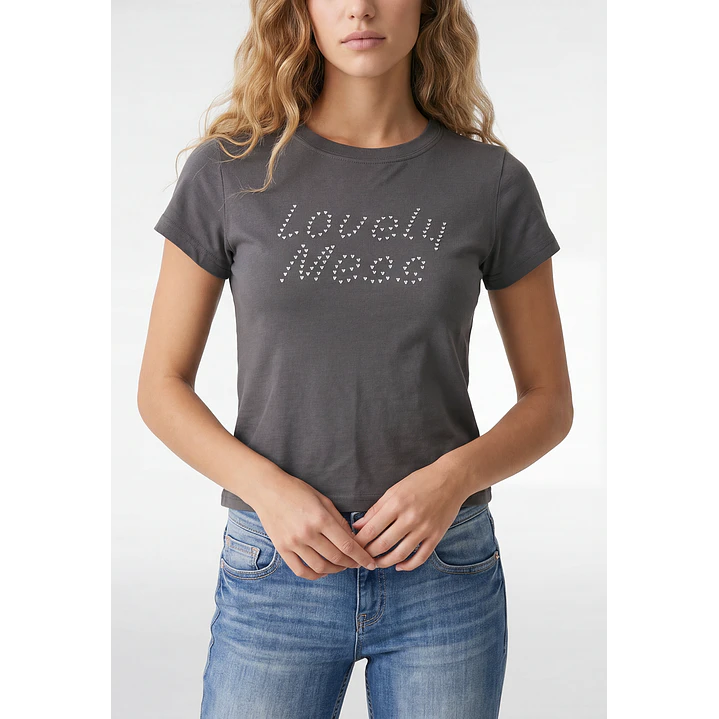Polera Tachas Mujer Gris 2