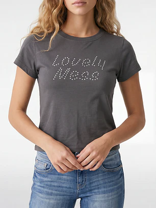 Polera Tachas Mujer Gris