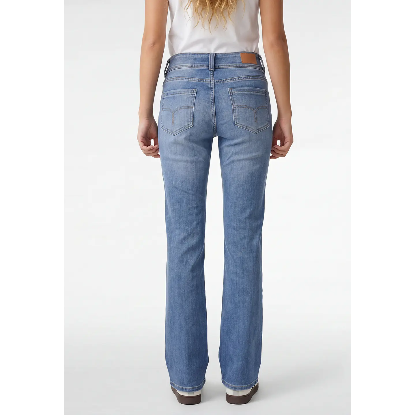 Jeans Tiro Bajo Flare Mujer Azul 3
