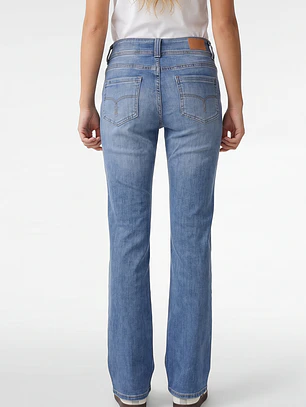 Jeans Tiro Bajo Flare Mujer Azul