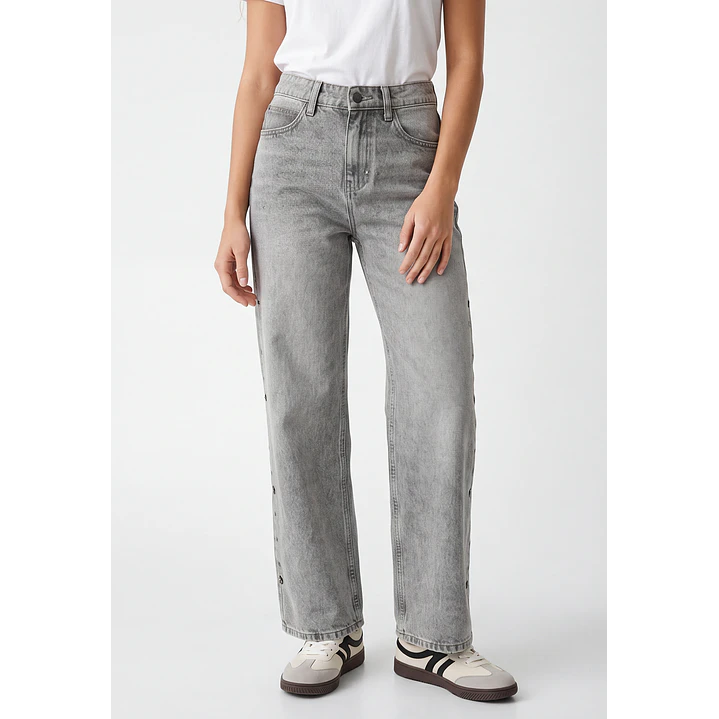 Jeans Tiro Bajo Baggy Mujer Gris 1