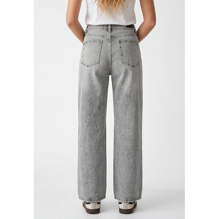 Jeans Tiro Bajo Baggy Mujer Gris 2