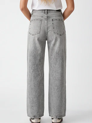 Jeans Tiro Bajo Baggy Mujer Gris