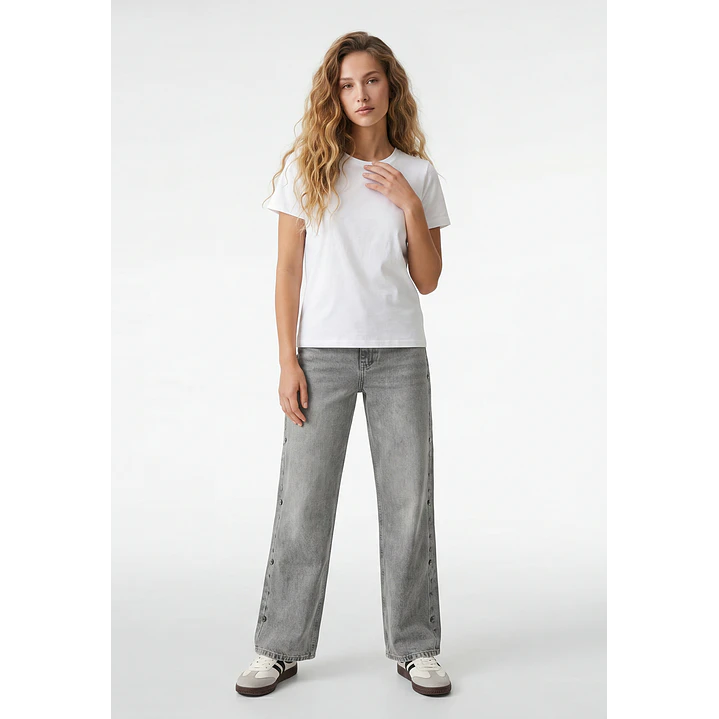 Jeans Tiro Bajo Baggy Mujer Gris 4