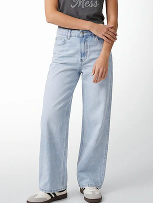 Jeans Wide Leg Mujer Celeste