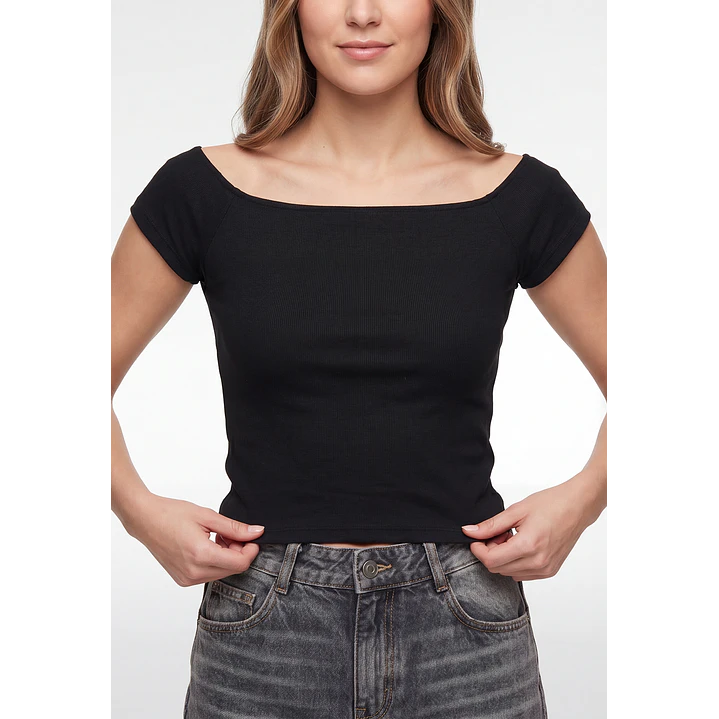 Polera Lunares Mujer Negro 2