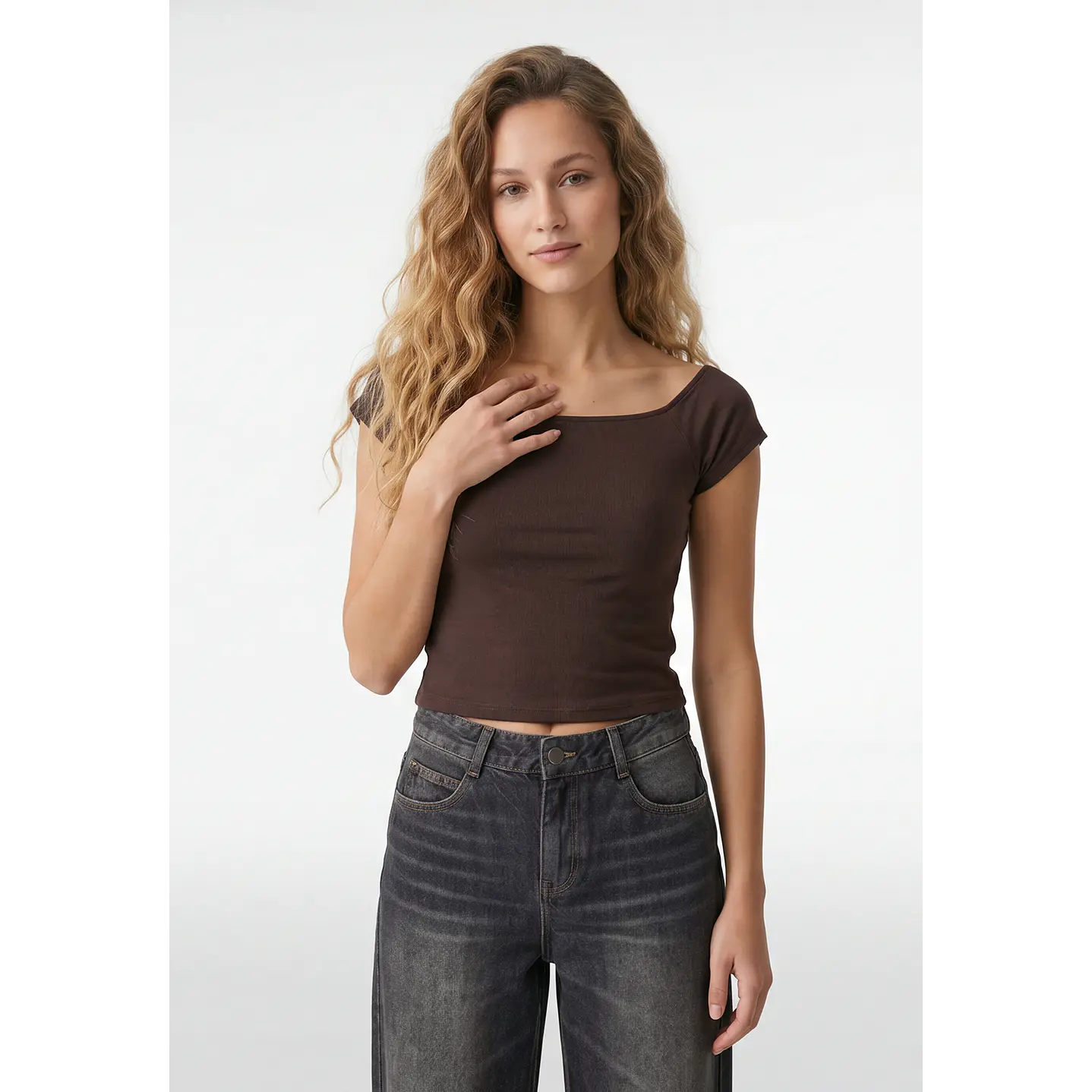 Polera Lunares Mujer Café 1