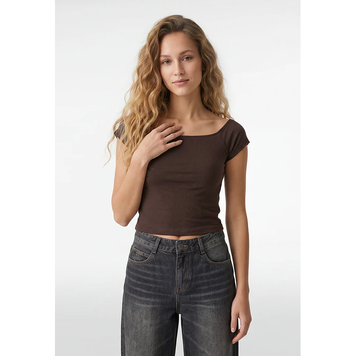 Polera Lunares Mujer Café 1