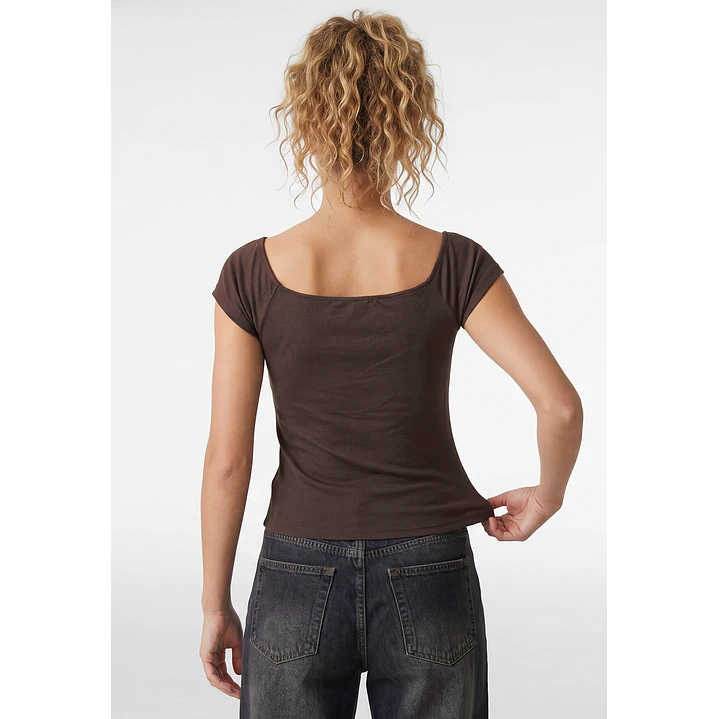 Polera Lunares Mujer Café 3