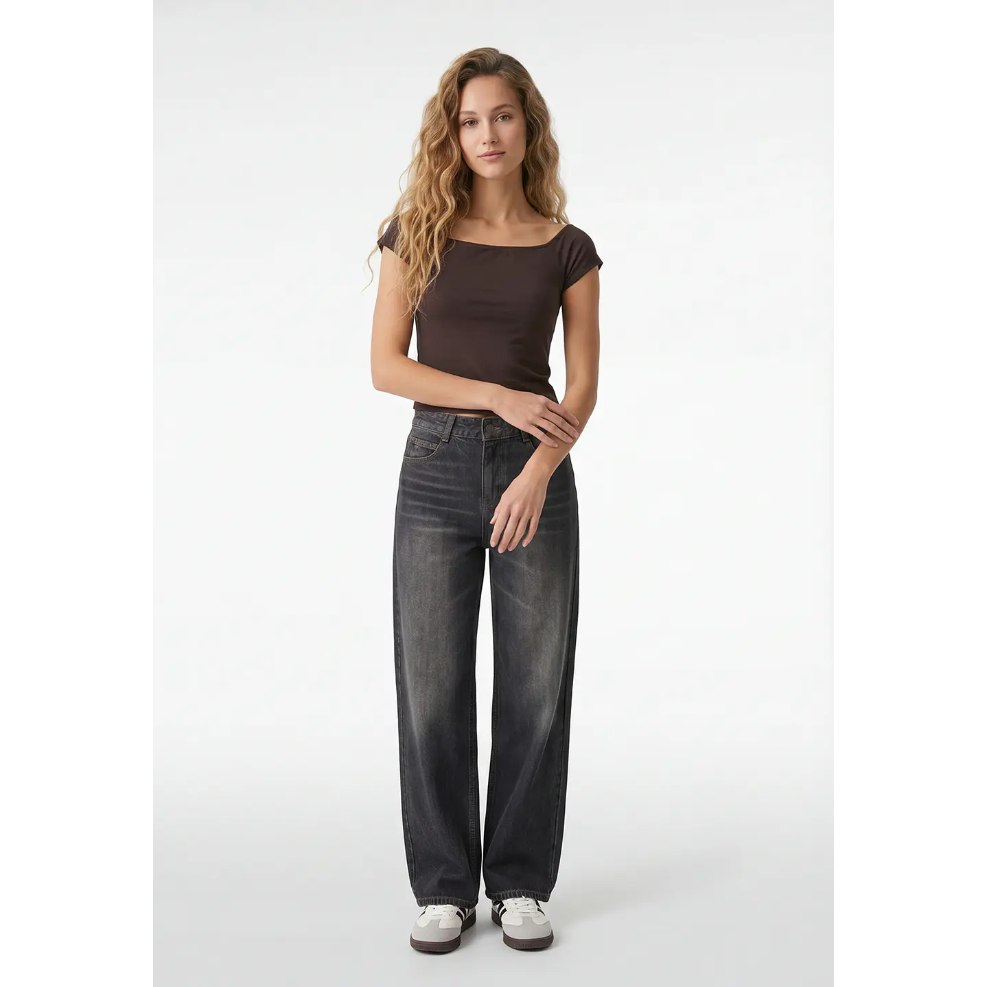 Polera Lunares Mujer Café 4