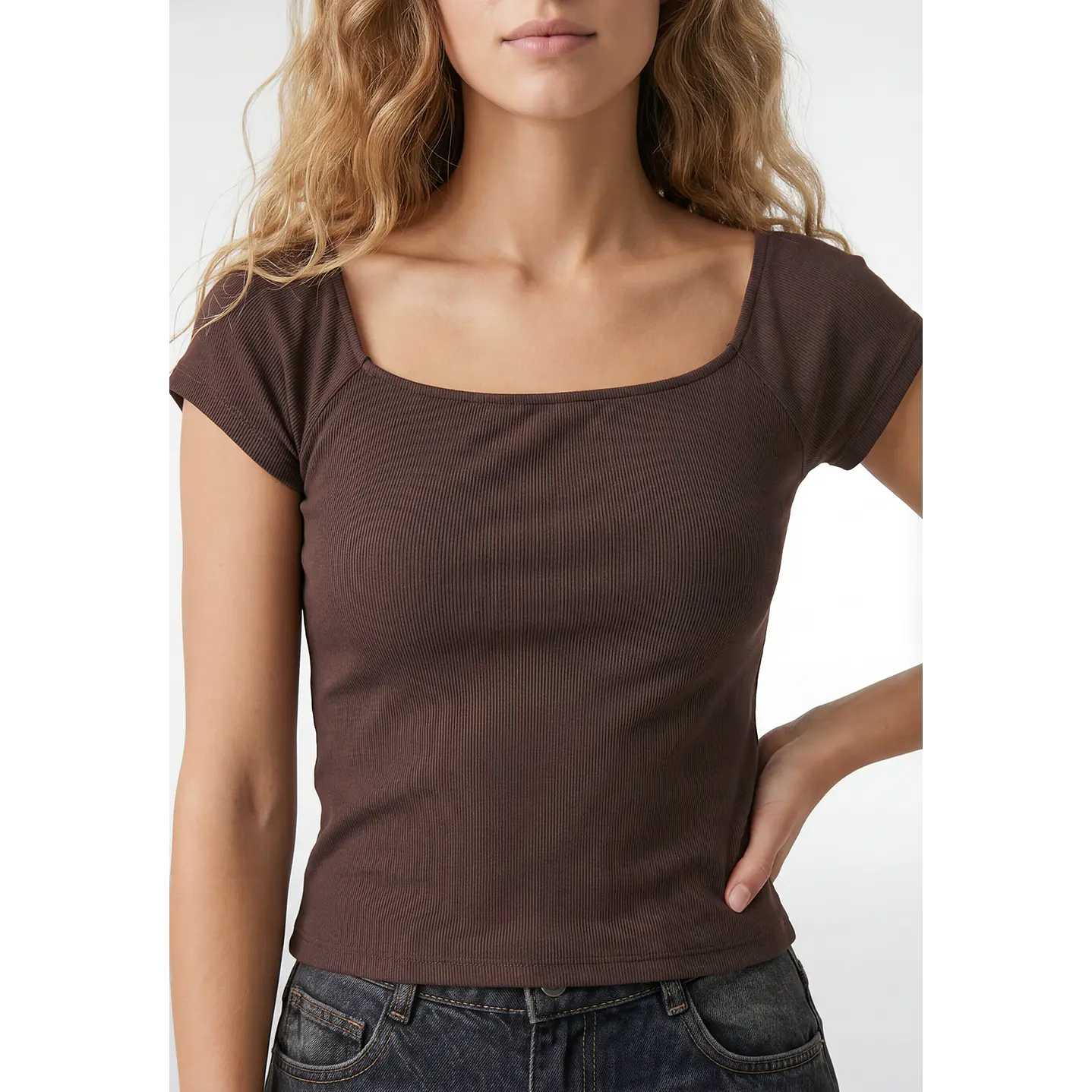 Polera Lunares Mujer Café 2