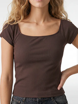 Polera Lunares Mujer Café