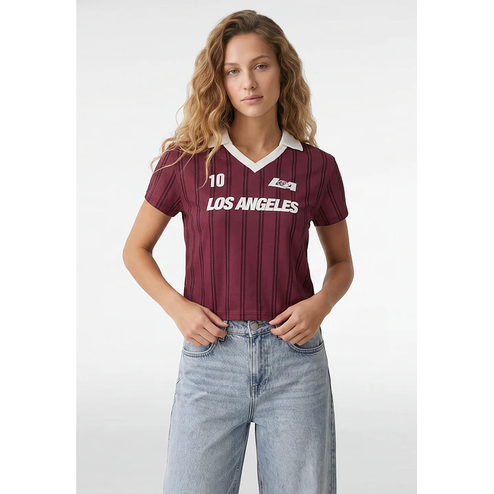 Polera Fútbol Mujer Burdeo 1