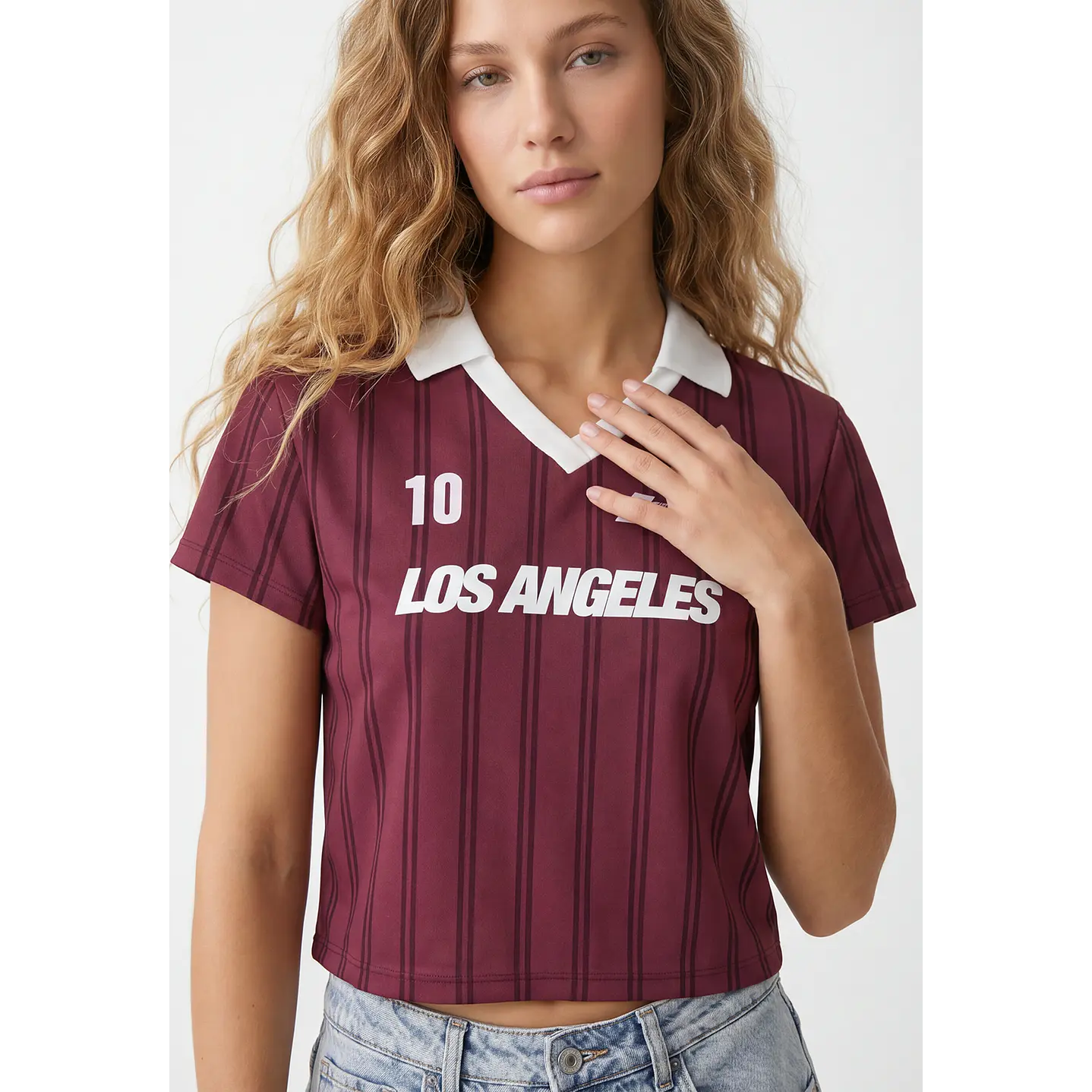 Polera Fútbol Mujer Burdeo 4