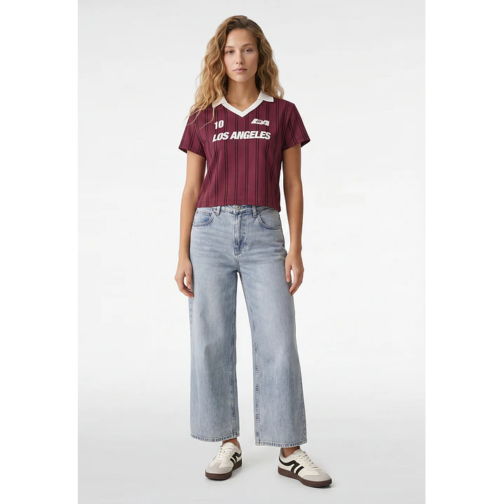 Polera Fútbol Mujer Burdeo 4