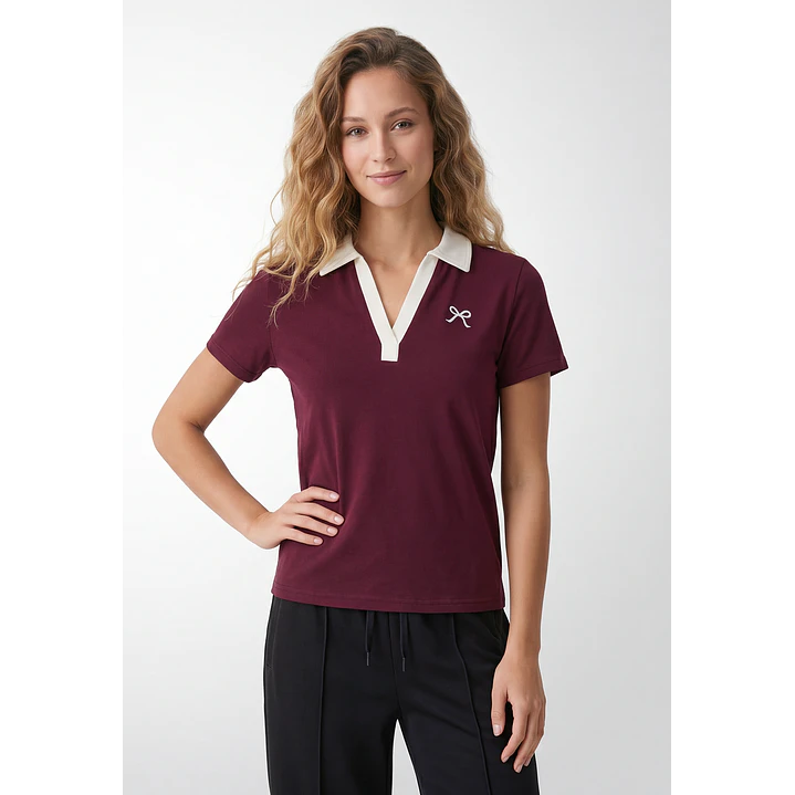 Polera Polo Mujer Burdeo 1