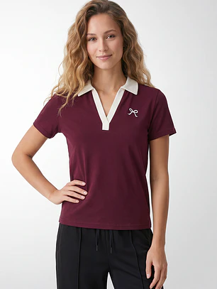 Polera Polo Mujer Burdeo