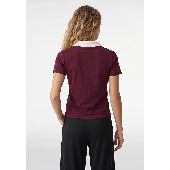 Polera Polo Mujer Burdeo 3
