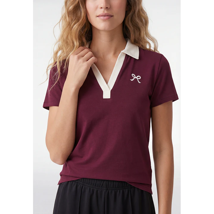 Polera Polo Mujer Burdeo 2