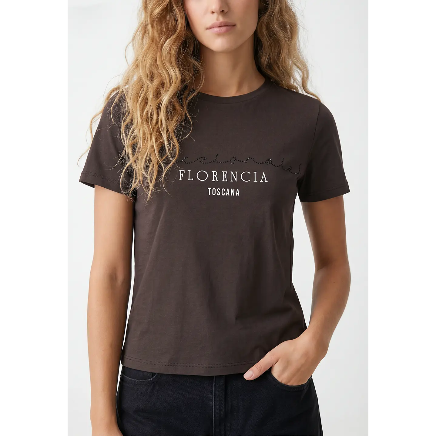 Polera Strass Mujer Café 2