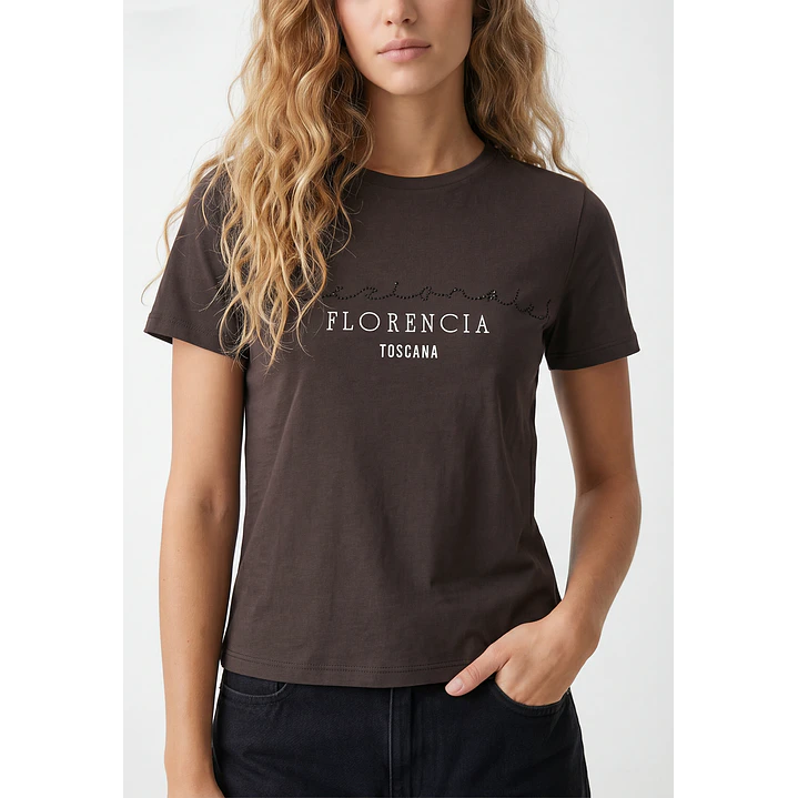 Polera Strass Mujer Café 2