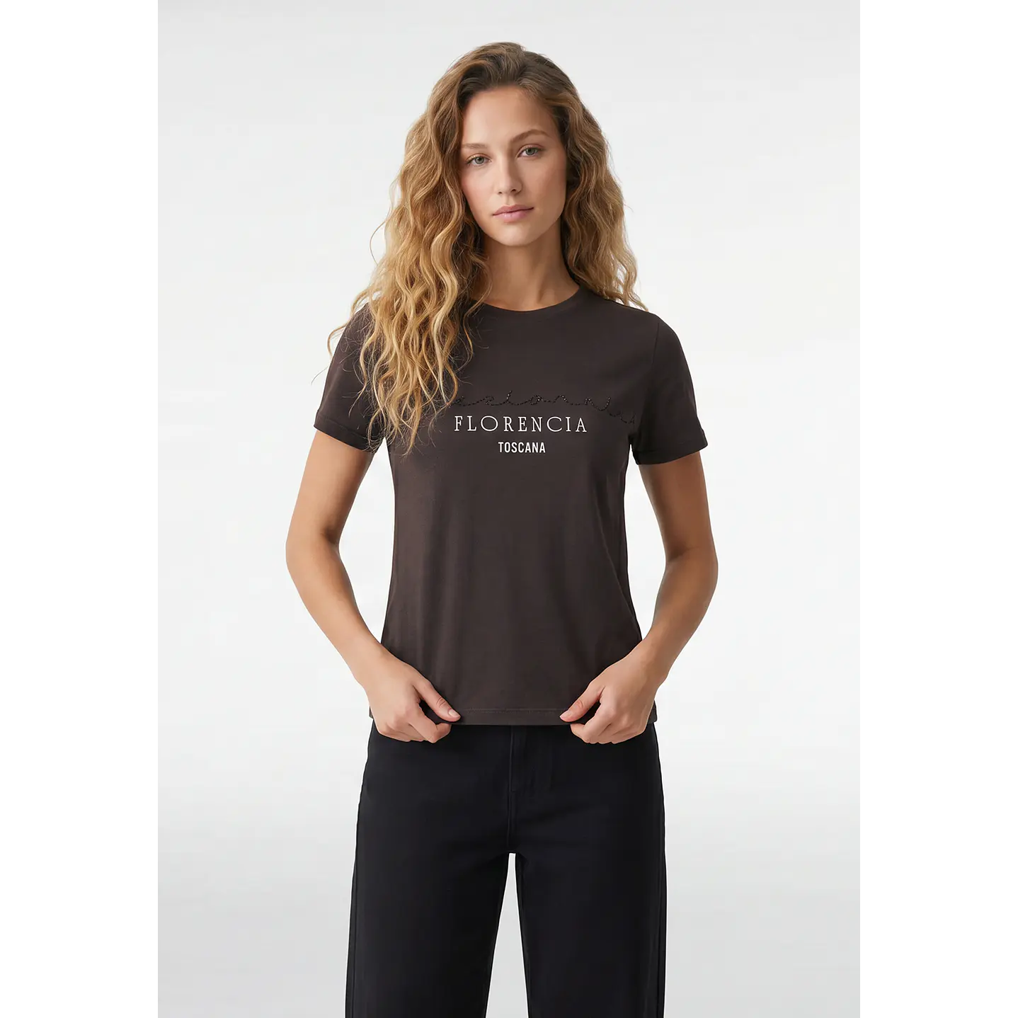 Polera Strass Mujer Café 1