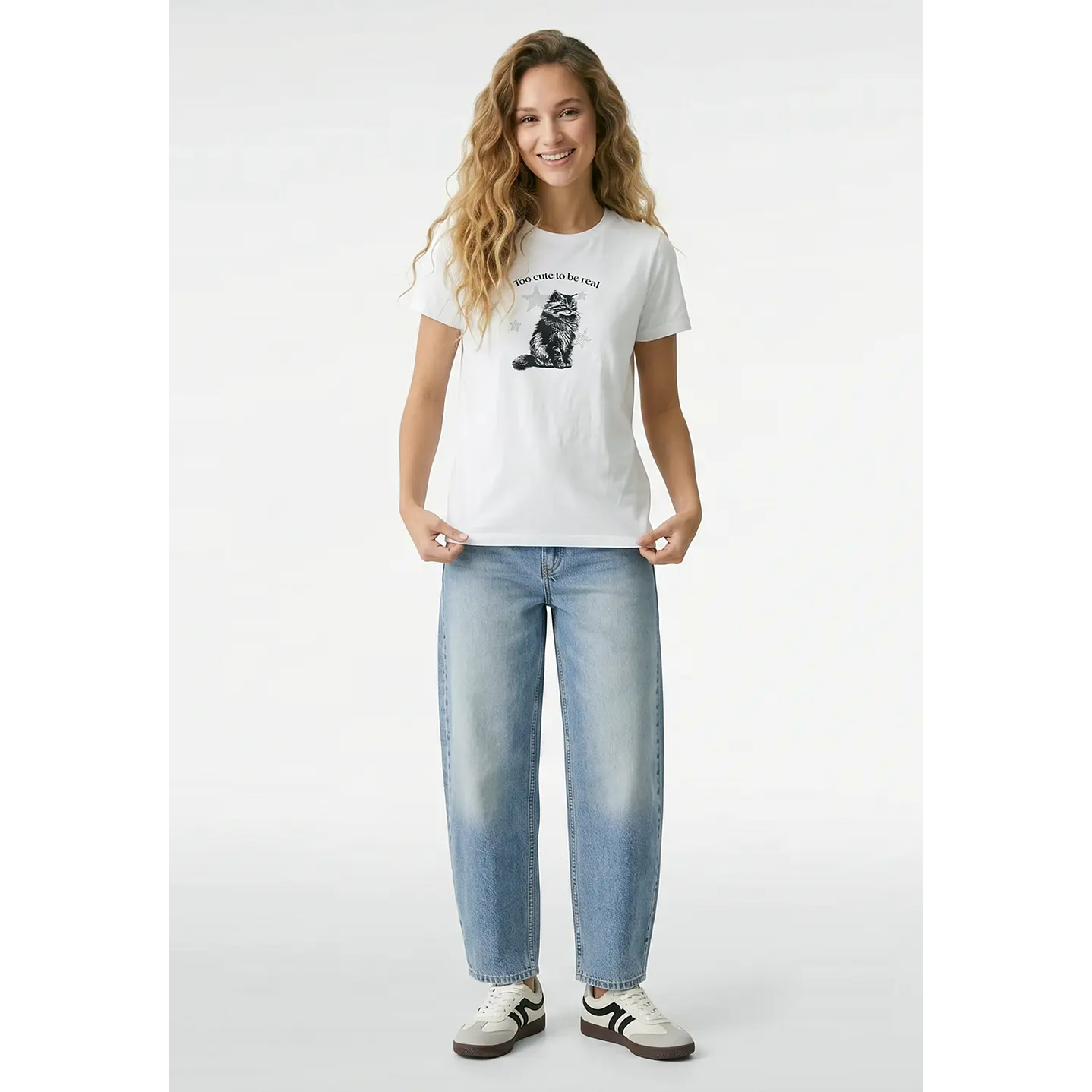 Polera Gato Mujer Blanco 4