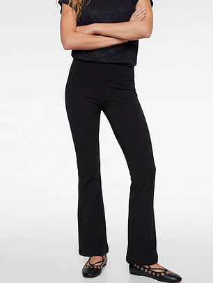 Calza Texturada Flare Mujer Negro
