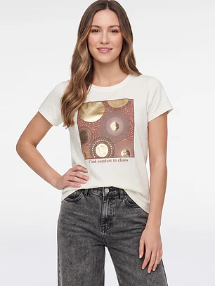 Polera Estampado Mujer Crudo