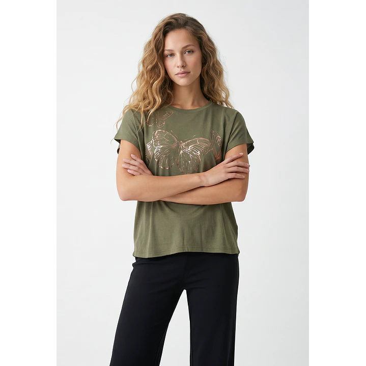 Polera Mariposa Mujer Verde 1