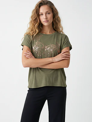 Polera Mariposa Mujer Verde
