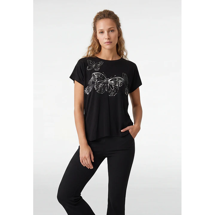 Polera Mariposa Mujer Negro 1