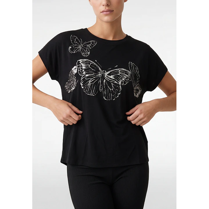Polera Mariposa Mujer Negro 2