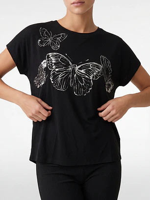 Polera Mariposa Mujer Negro