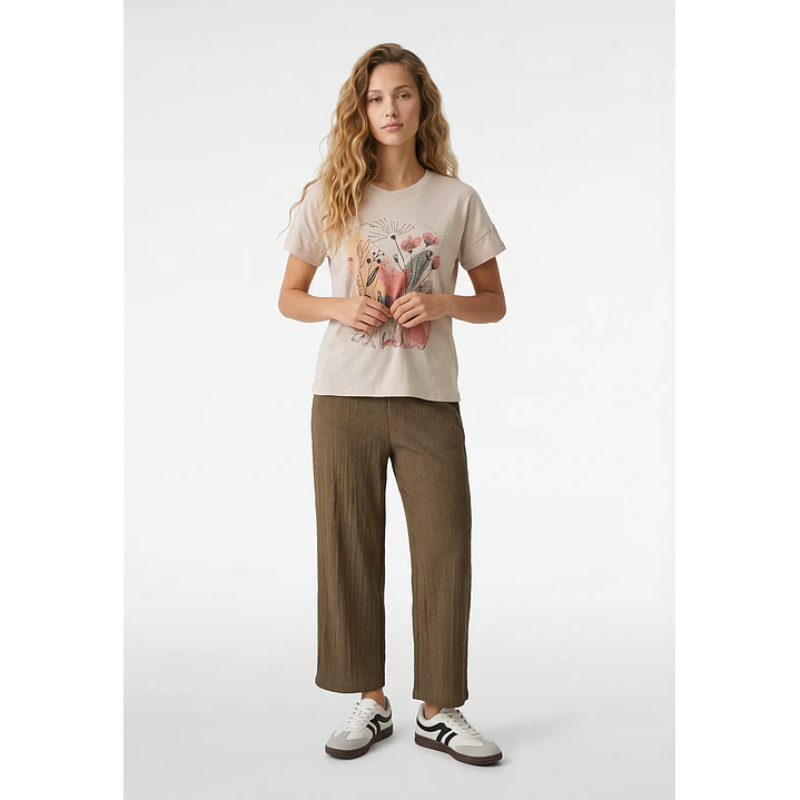Polera Estampado Mujer Beige 4