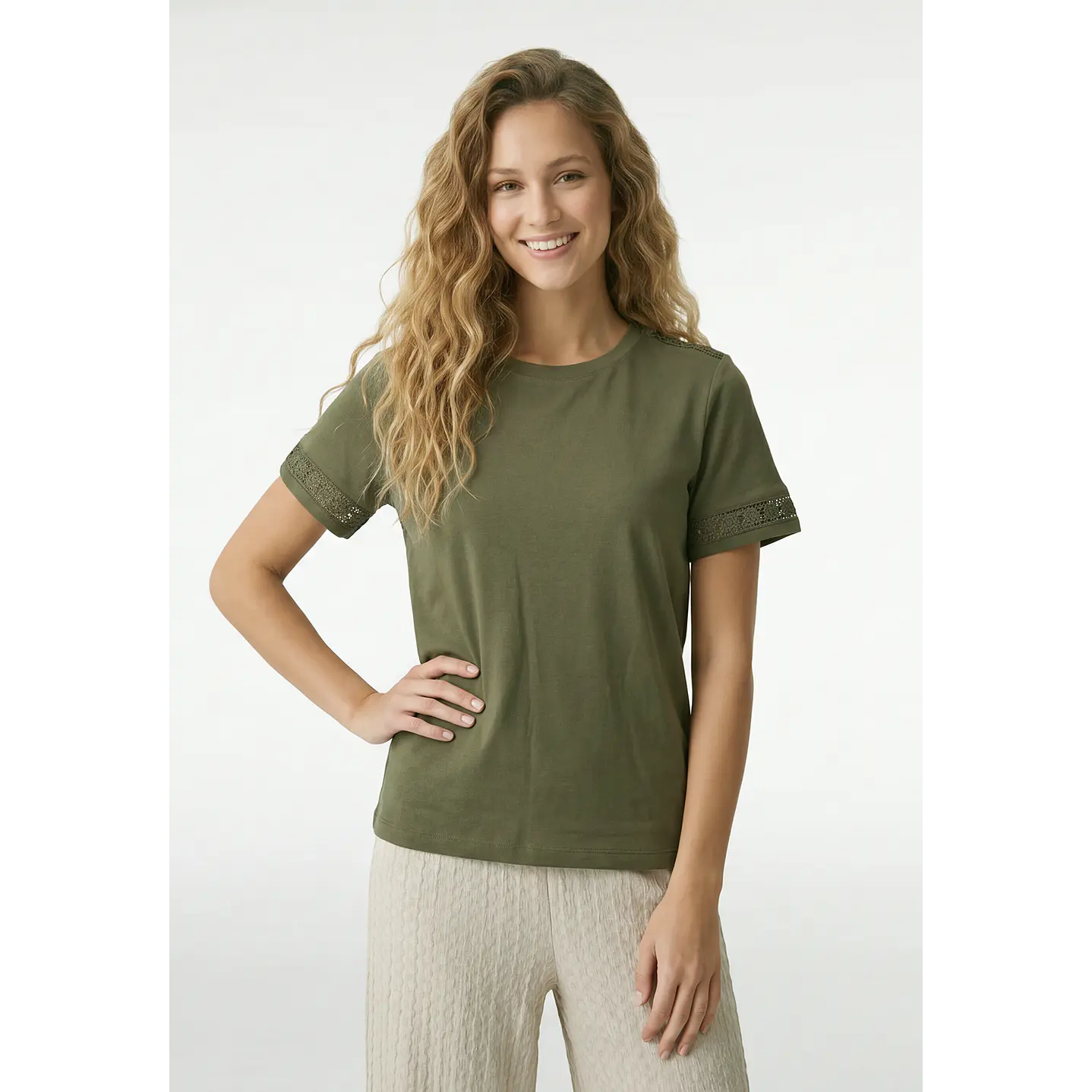 Polera Aplicación Mujer Verde 1